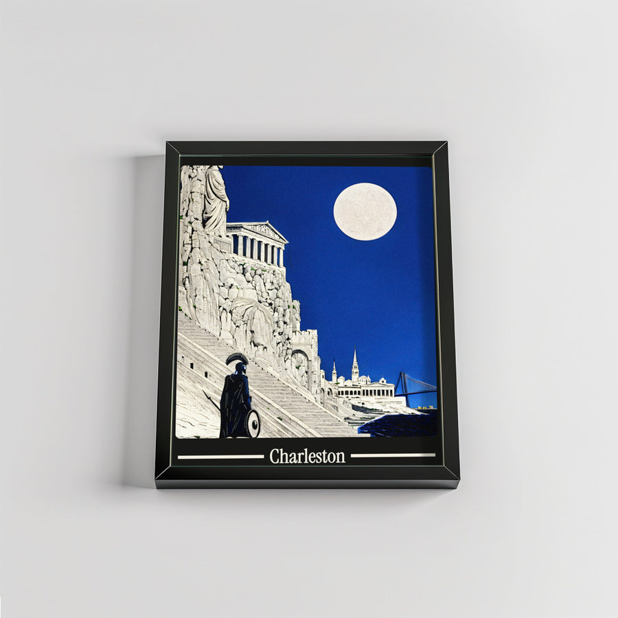 Ancient Charleston city poster mockup 2 - frame not included