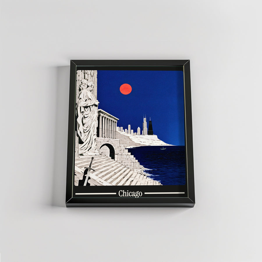 Ancient Chicago city poster mockup 2 - frame not included