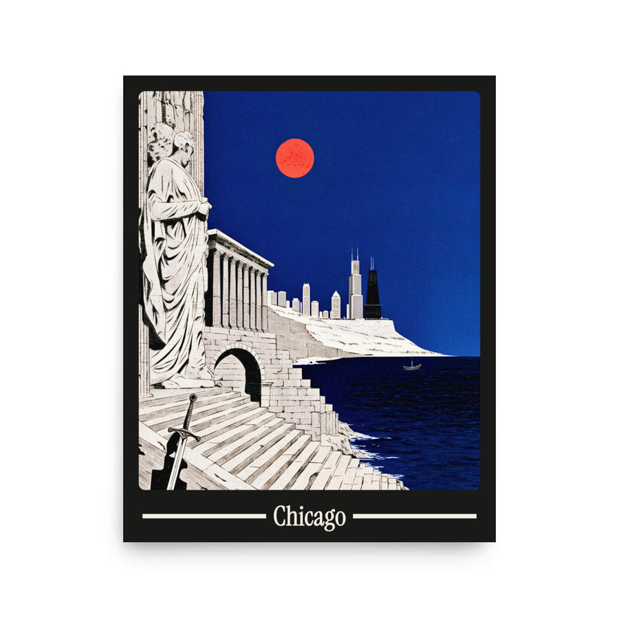 Ancient Chicago city poster mockup 1 - frame not included