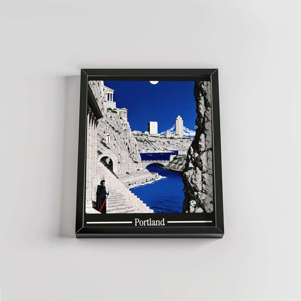 Ancient Portland city poster mockup 2 - frame not included
