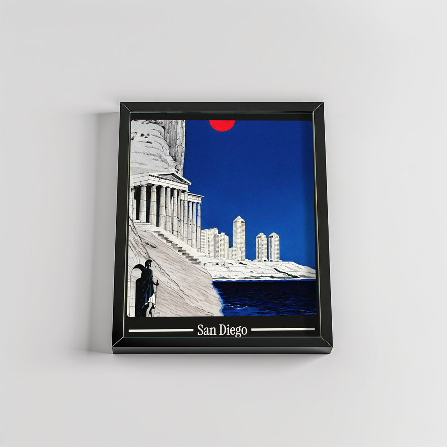 Ancient San Diego city poster mockup 2 - frame not included