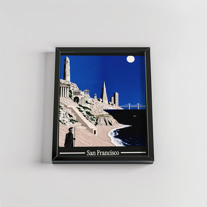 Ancient San Francisco city poster mockup 2 - frame not included