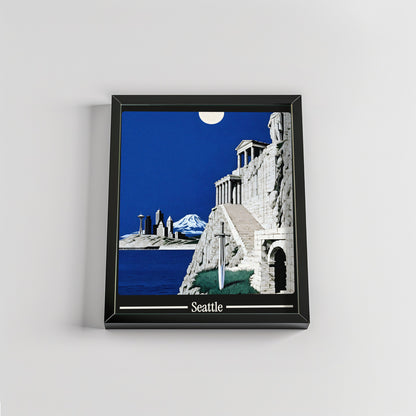 Ancient Seattle city poster mockup 2 - frame not included