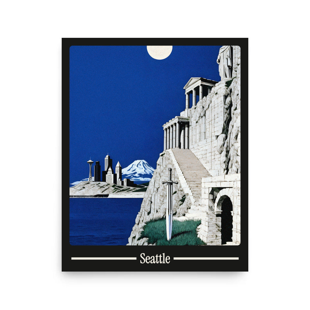 Ancient Seattle city poster mockup 1 - frame not included
