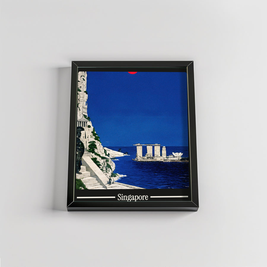 Ancient Singapore city poster mockup 2 - frame not included