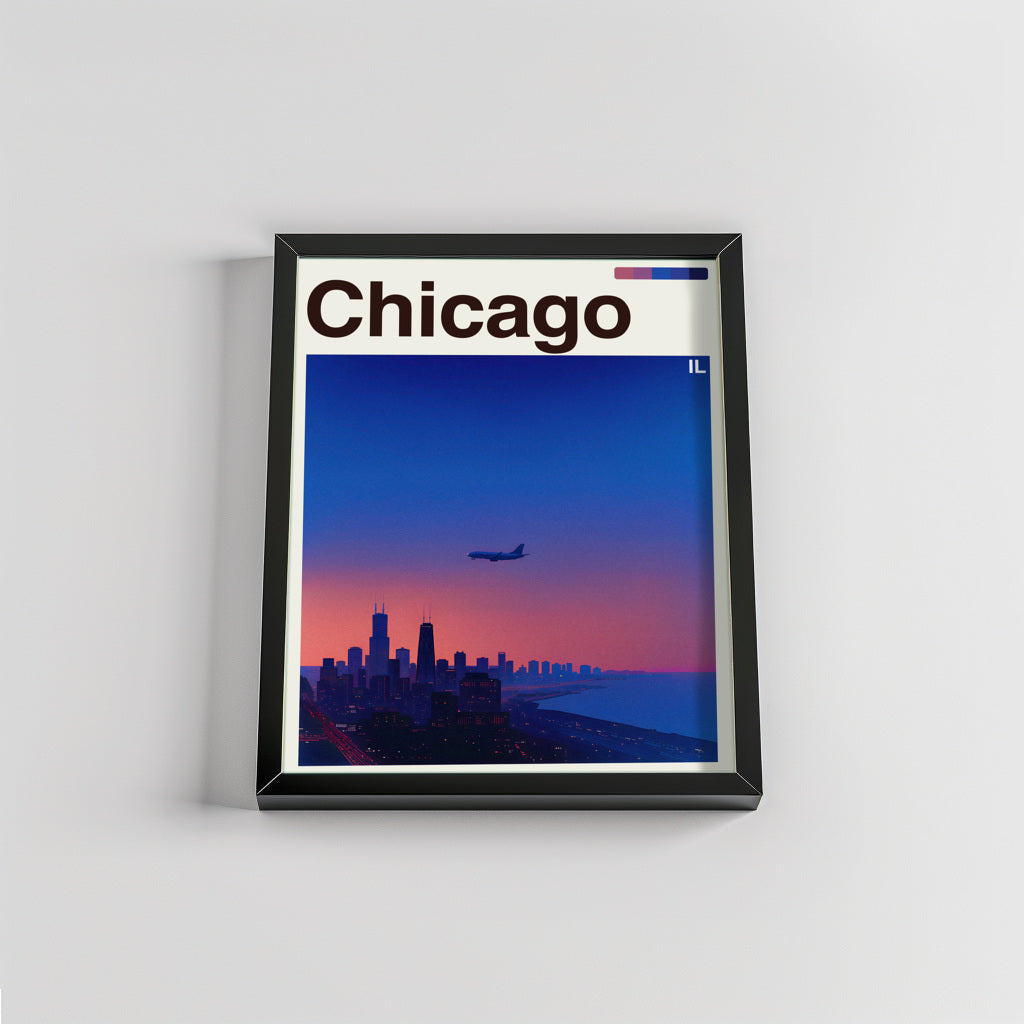 Chicago city poster mockup 2 - frame not included