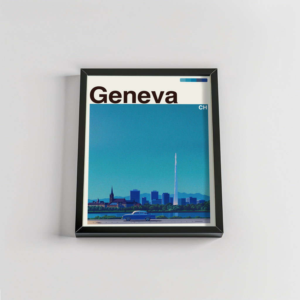 Geneva city poster mockup 2 - frame not included
