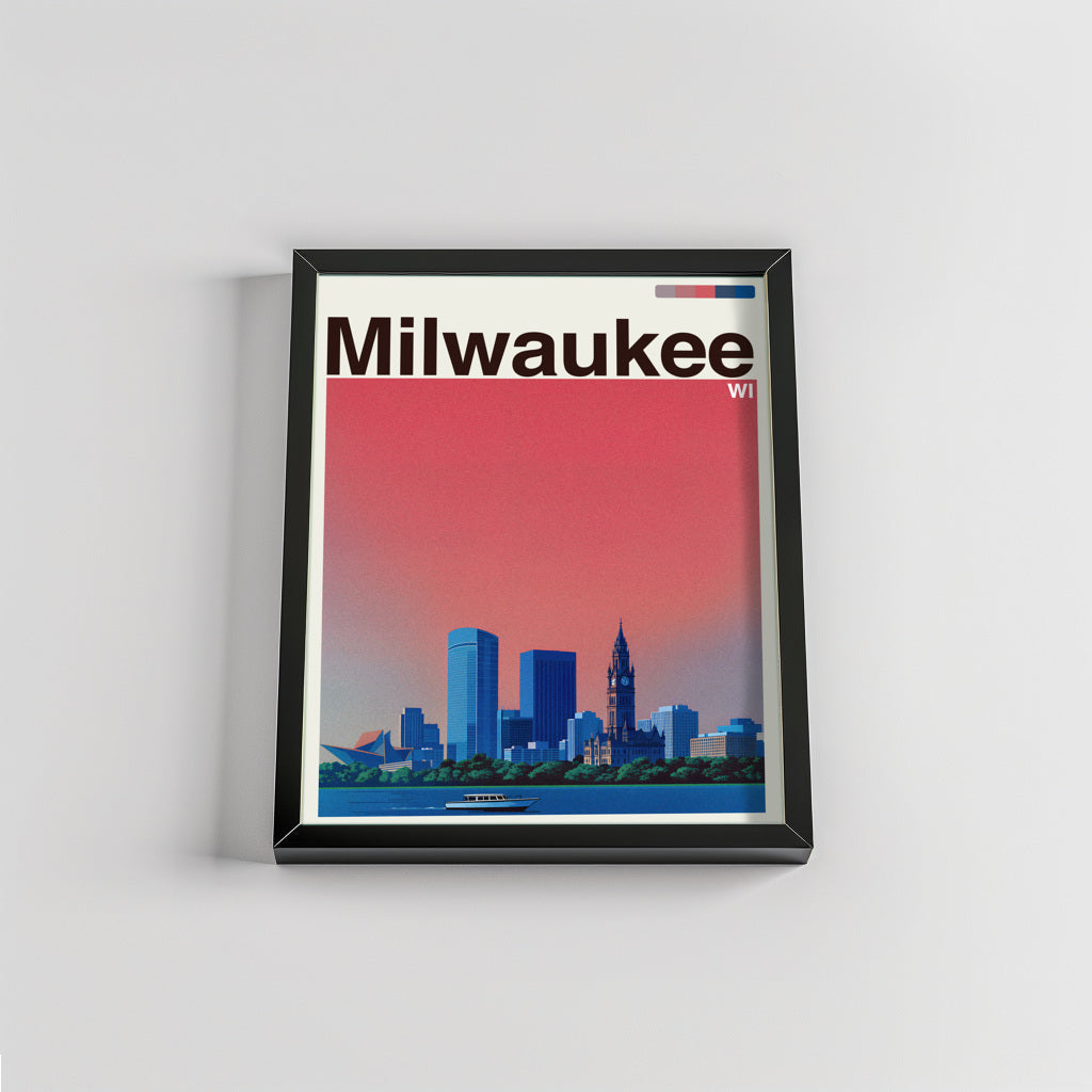 Milwaukee city poster mockup 2 - frame not included