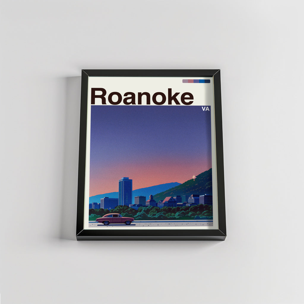 Roanoke city poster mockup 2 - frame not included