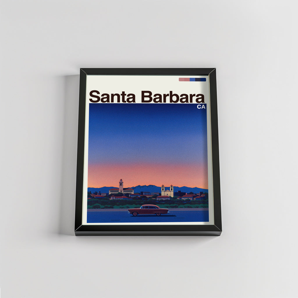 Santa Barbara city poster mockup 2 - frame not included